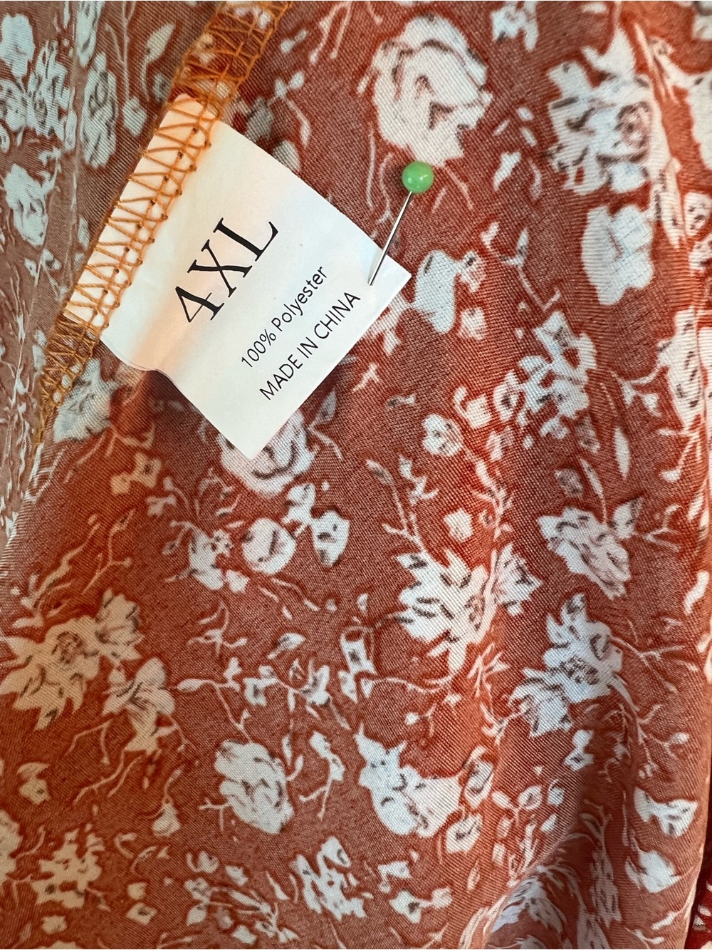 Source Unknown Orange Floral V-Neck Tunic Top - Picture 5 of 5